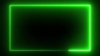 Motion Made - Free Green Color Neon lights rectangle frame animated loop background