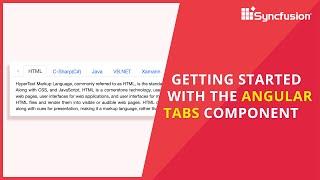 Getting Started with the Angular Tabs Component