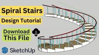 How To Make Spiral Stairs | Stairs With Railings | Step By Step Guide | Sketchup