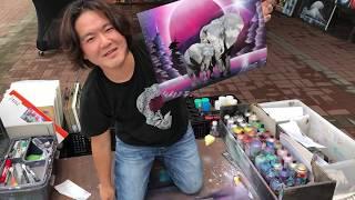 Street Artist Speed Painting Elephant (Spray Art Eden)