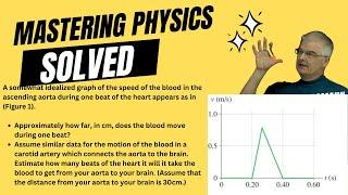 Mastering Physics Solved!  A somewhat idealized graph of the speed of the blood in the ascending