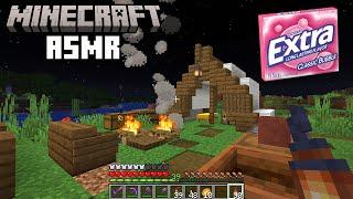 ASMR Minecraft Survival (Gum Chewing, Whispering & Keyboard Sounds) - Campsite