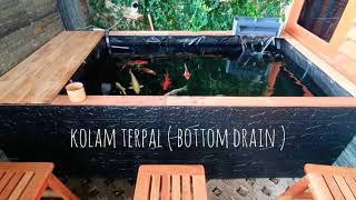 Kolam Koi Terpal Bottom Drain Minim Budget hasil Jooossss!!!! Simple Koi Pond