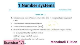 9th class maths| chapter 1|‍ Number system |‍️Exercise 1.1|with notes|