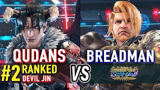 T8  QUDANS (#2 Ranked Devil Jin) vs BREADMAN (Paul)  Tekken 8 High Level Gameplay