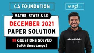 #13 CA Foundation December 2021 Paper Solution | CA Foundation Maths, Stats & LR | Akash Agrawal