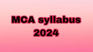 MCA SYLLABUS