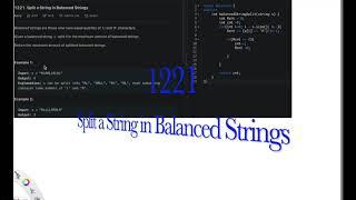 Leetcode 1221. Split a String in Balanced Strings
