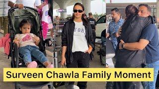 Actress Surveen Chawla Lovely Family Moment With Daughter & Husband Arrives To Airport For Sendoff