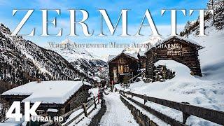 Zermatt 4K - Magical Swiss Village in Winter - Calming Music for Relaxation