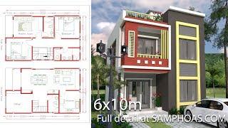 Home Design Plan 6x10m with 3 Bedrooms