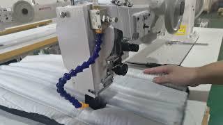 Long arm extra heavy duty 2 needle sewing machine for duct wrap thermal insulation