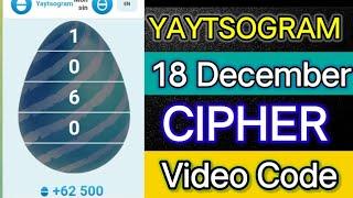 Yaytsogram 18 December Cipher Code | Today Yaytsogram Cipher Code #yaytsogram #airdrop #chiphercode