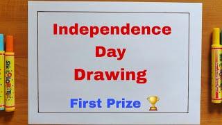 How to draw Independence day drawing | India Flag drawing scenery | Independence day drawing scenery