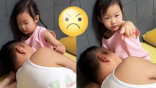 My Daughter Put Her Dad To Sleep And Told Her Mom To Shut Up#funnybaby#father#comedy#cutebaby#funny