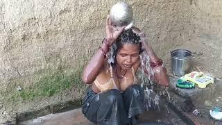 aunty village hot  first vlog aunty bathing vlogs/my first vlog viral