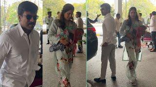 Global Star Ram Charan With Wife Upasana & Daughter Off From Hyderabad | Manastars