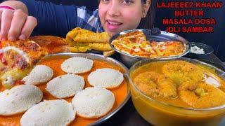 Eating  Ghee Masala Dosa, Vada Sambar, Idli Chutney, Gunpowder Dosa, Cheese Pizza | Eating Asmr