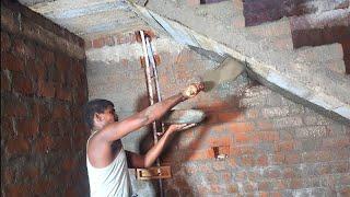 Excellent! Stairs bottom plastering Techniques-Sand and cement mixer Construction