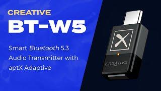 Creative BT-W5 – Smart Bluetooth 5.3 Audio Transmitter with aptX Adaptive