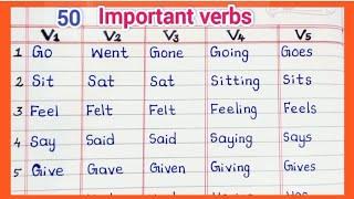 V1 V2 V3 V4 V5 of most important 50 verbs