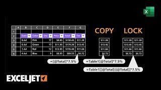 How to copy and lock structured references in an Excel table