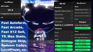 YBA NU OP Script | Fast Autofarm, X12 Sell, Arcade, Upgrade, Teleport, Redeem, etc.