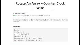 How to Rotate An Array Counter Clock Wise - C++ Geeks For Geeks