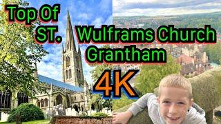 Logan goes to the top of St. Wulframs Church in Grantham - Big Church in the UK - 4K