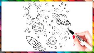 How To Draw Space Step By Step 🪐 Space Drawing EASY