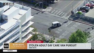 Senior-transport vehicle police pursuit ends in Van Nuys