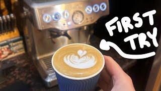 Making PERFECT lattes (first try) on Breville Barista Express Espresso Machine