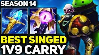RANK 1 BEST SINGED IN THE WORLD 1V9 CARRY GAMEPLAY! | League of Legends