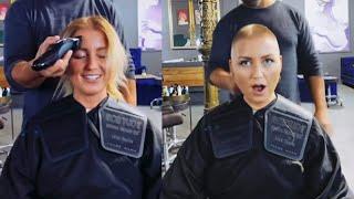 Beautiful Girl Full Head Shave at Saloon || undercut Ladies Head shave