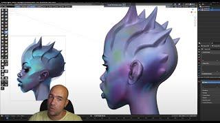 Alien girl face sculpt in Blender for around 40 min