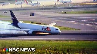 Watch: FedEx plane lands without nose wheel