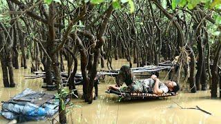 Bushcraft with my dogs in flooded forest - Bushcraft Time