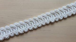 Вязание ЛЕНТОЧНОГО КРУЖЕВА крючком. Вязание крючком / Crochet lace ribbon