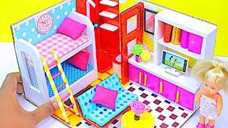 DIY Miniature Cardboard House # 1 bathroom, kitchen, bedroom, living room for a family