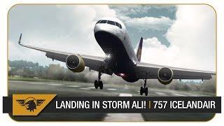 [P3D V4 60FPS] 757 LANDING IN STORM ALI! CRAZY WEATHER! | Keflavik - Glasgow