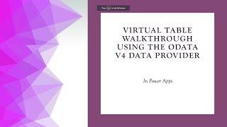 Virtual table Create using the OData v4 Data Provider