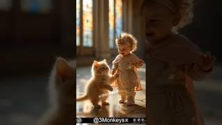 Cute Kitten and baby Dance  #cute #Kitten #baby #trend  #kitty #funny #ai #imagetovideo #aicreator