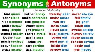 Learn 270 Synonym Words + Antonym Words in English | Strengthen Your English Vocabulary