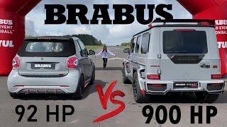 900HP BRABUS G900 ROCKET vs. 92HP SMART DRAG RACE!