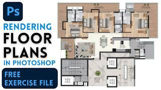 Best way to Render a Floor Plan in Photoshop | Photoshop Tutorial