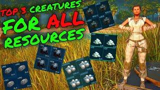 TOP 3 Creatures For EVERY RESOURCE in Ark Survival Ascended!!!