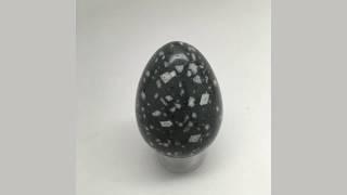 221.5 Grams Natural Handmade Gemstone spotted Green Obsidian Egg @India, IE59