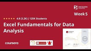 Excel Fundamentals for Data Analysis | Week 5 | All Solutions | Coursera | Free Certificate in Excel