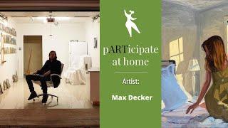 Max Decker in his studio talking about his most recent body of work