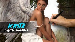 How to Paint Angel Wings - Krita Digital Painting Timelapse / Speed painting